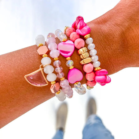 Three Hearts Bracelet - Hot Pink