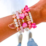 Hot Pink Heart Bracelet Set