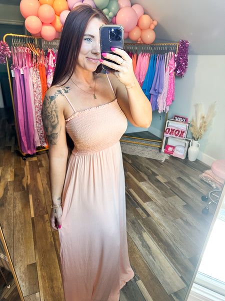 Walking Into The Sunset Dress - Pink Clay